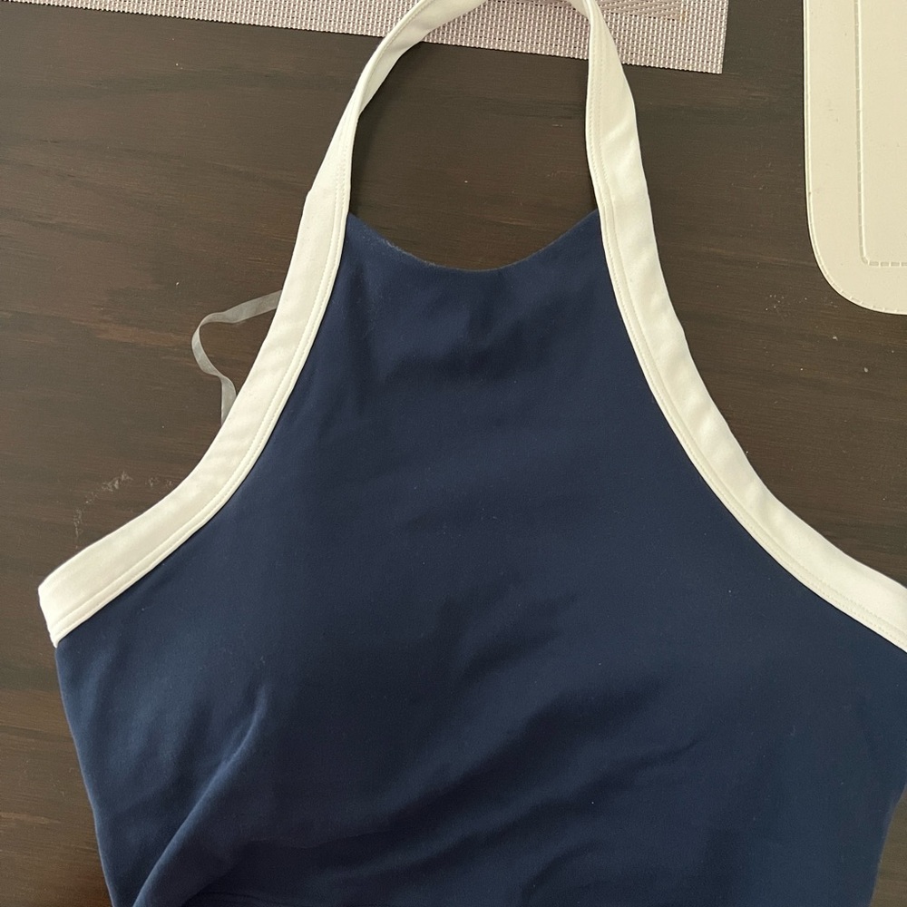 Lululemon Athletica Navy and White Halter Top
